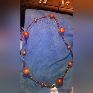 Handcrafted necklace Amber colored